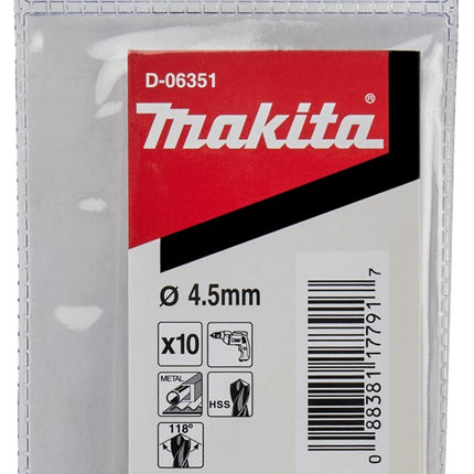 Makita Metaalboor 4,5X85mm 10 stuks HSS – D-06351