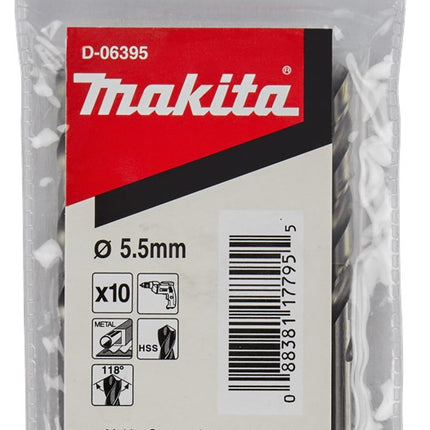 Makita Metaalboor 5.5X93mm 10 stuks HSS – D-06395