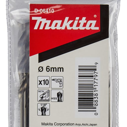Makita Metaalboor 6X93mm 10 stuks HSS – D-06410