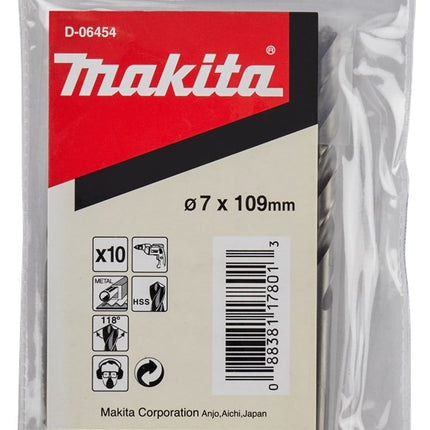 Makita Metaalboor 7X109mm 10 stuks HSS – D-06454