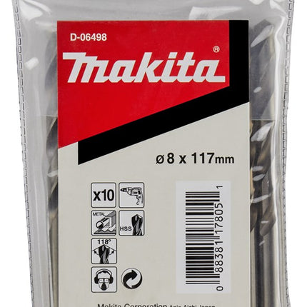 Makita Metaalboor 8X117mm 10 stuks HSS – D-06498