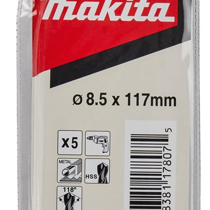 Makita Metaalboor 8.5X117mm 10 stuks HSS – D-06513