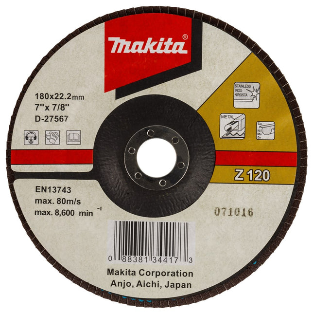 Makita Lamellenschuursch. 180X22 K120 Lamellenschuurschijf – D-27567