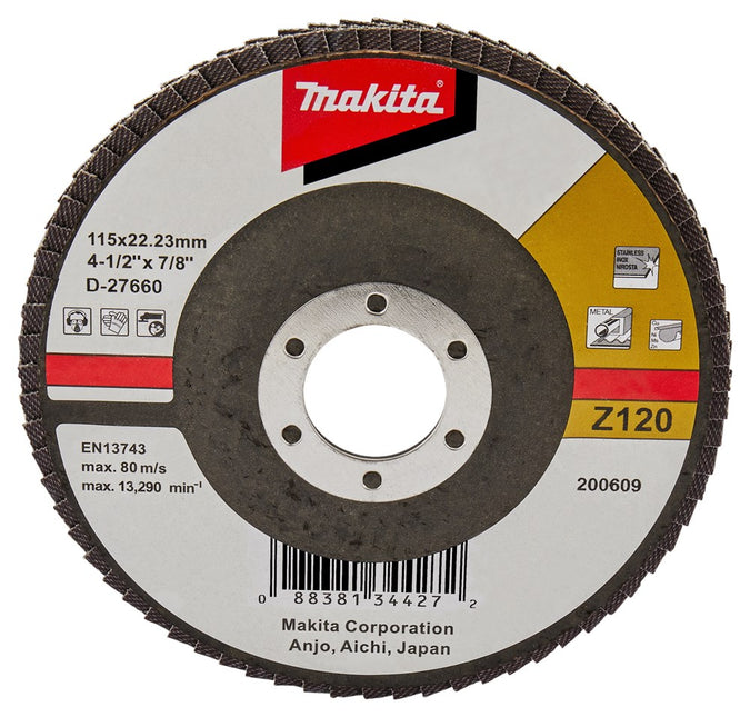 Makita Lamellenschijf 115mm Z120 SCHUURSCH.115X22mm K120 Uni-FZ – D-27660