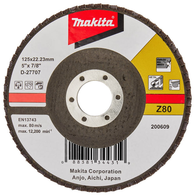 Makita Lamellenschijf 125mm Z80 SCHUURSCH.125X2mm K80 Uni-FZ – D-27707