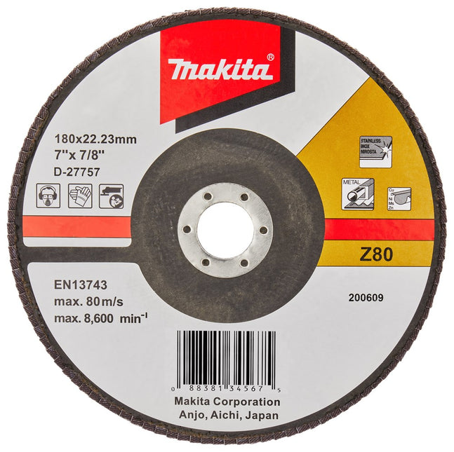 Makita Lamellenschijf 180mm Z80 SCHUURSCH.180X22mm K80 Uni-FZ – D-27757