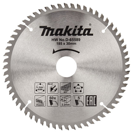 Makita Cirkelzaagblad DIV. Materialen Zaagblad Multi 185X30 60T 5G – D-65589