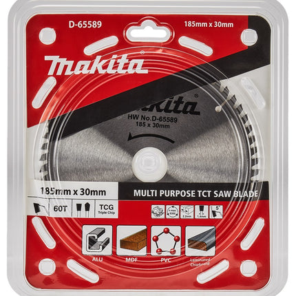 Makita Cirkelzaagblad DIV. Materialen Zaagblad Multi 185X30 60T 5G – D-65589