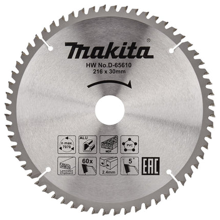 Makita CIRKELZAAGBLAD 216X30X2,4 60T 5G        D-65610