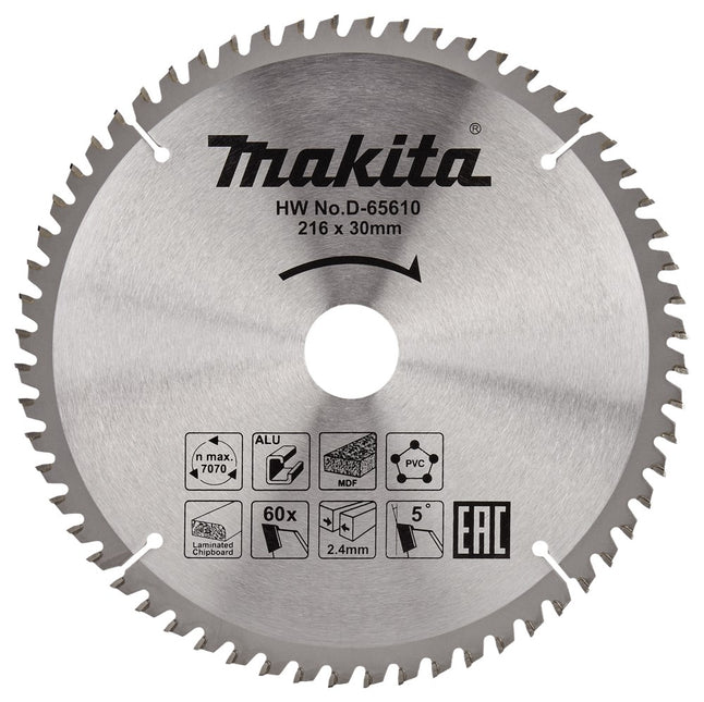 Makita CIRKELZAAGBLAD 216X30X2,4 60T 5G        D-65610