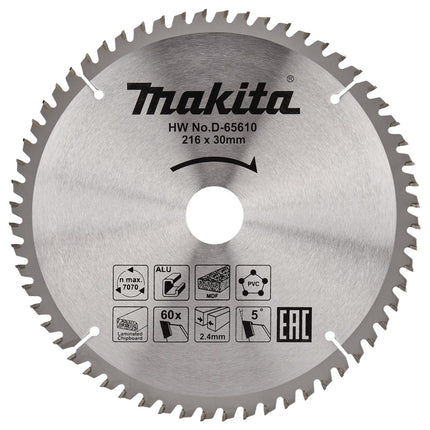 Makita CIRKELZAAGBLAD 216X30X2,4 60T 5G        D-65610