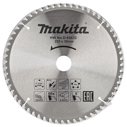 Makita Cirkelzaagblad 235X30X2,4 60T 5G Zaagblad Multi 235X30 – D-65632