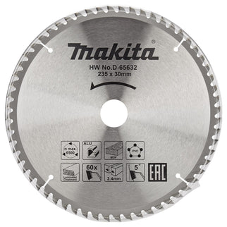 Makita Cirkelzaagblad 235X30X2,4 60T 5G Zaagblad Multi 235X30 – D-65632