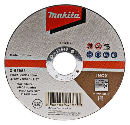 Makita Doorslijpschijf 115X1,2X22,23mm RVS – D-65953
