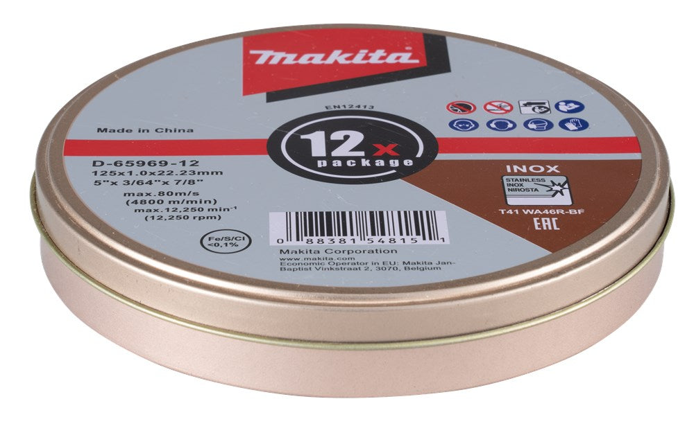 Makita Doorslijpschijf RVS 12 stuks 125X1,2mm – D-65969-12