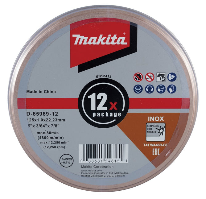 Makita Doorslijpschijf RVS 12 stuks 125X1,2mm – D-65969-12