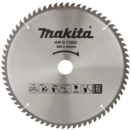 Makita HM Zaagblad ALU 260X30 70T 5G – D-73003