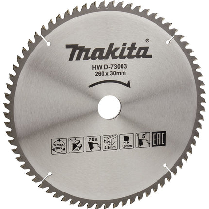 Makita HM Zaagblad ALU 260X30 70T 5G – D-73003