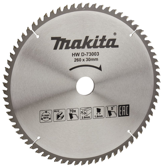 Makita HM Zaagblad ALU 260X30 70T 5G – D-73003