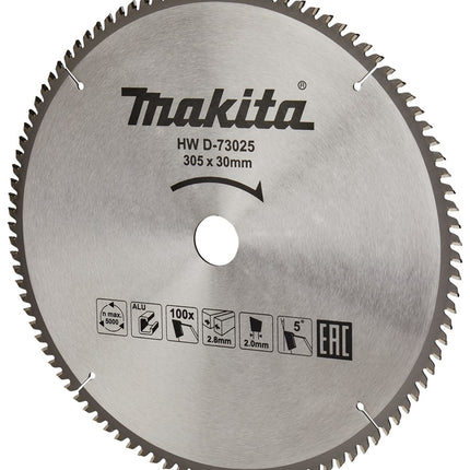 Makita HM Zaagblad ALU 305X30 100T 5G Zaagblad Aluminium 350X30X2.8mm – D-73025