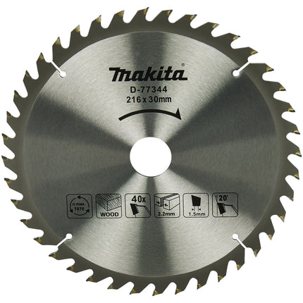 Makita AFKORTZAAGBLAD HOUT 216X30X1,5 40T 20G