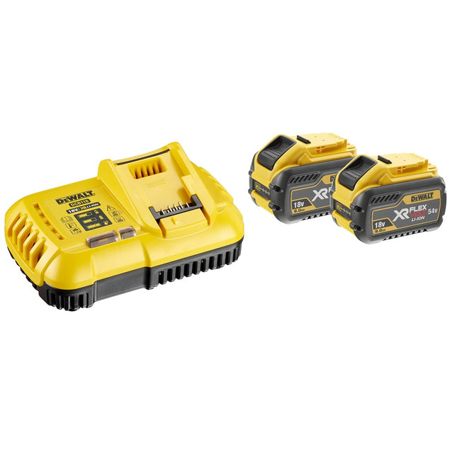 DeWALT 54v xr flexvolt accu starterspakket met 2x 9,0ah accu's en snellader DCB118X2
