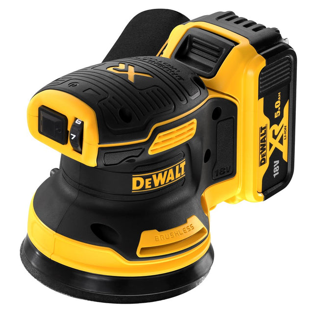 DeWALT 18v xr brushless excenterschuurmachine 125mm 2x 5.0ah in tstak DCW210P2