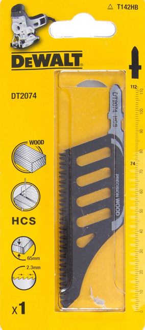 DeWALT Decoupeerzaagblad hcs om tot tegen een kant of hindernis te zagen in hout <65mm, 118x91x2,5mm DT2074