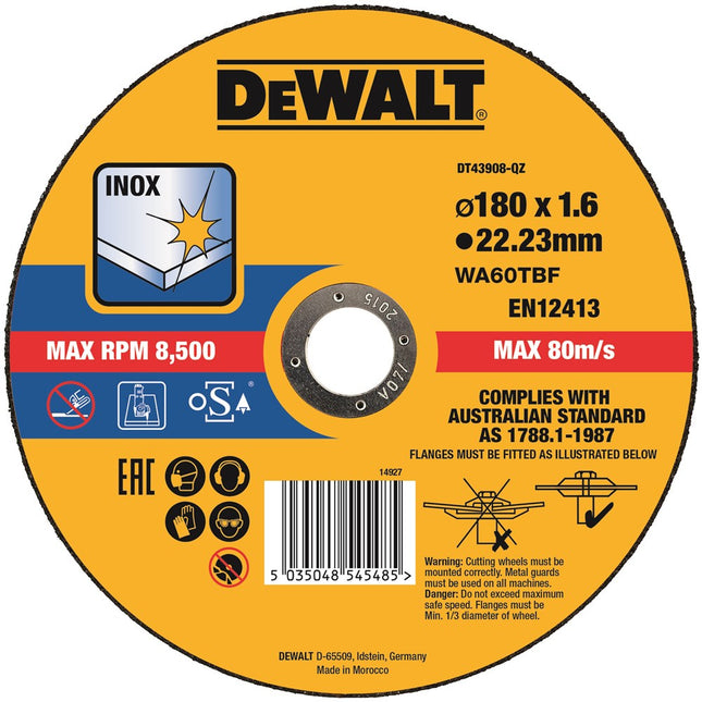 DeWALT Doorslijpschijf inox DT43908
