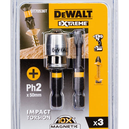 DeWALT Impact torsion 2xph2 50mm + 1"maglock DT70536T