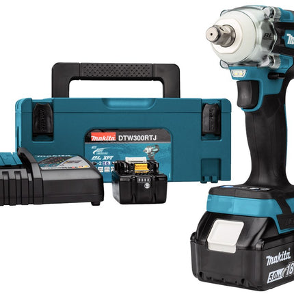 Makita DTW300RTJ 18V Slagmoersleutel In MBOX Koffer met 2X 5.0Ah