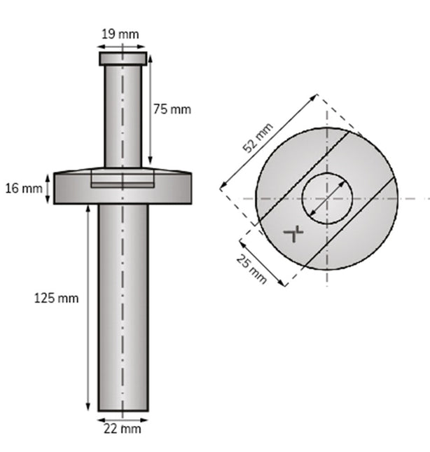 Lijntekening Exceptor kierstandhouder