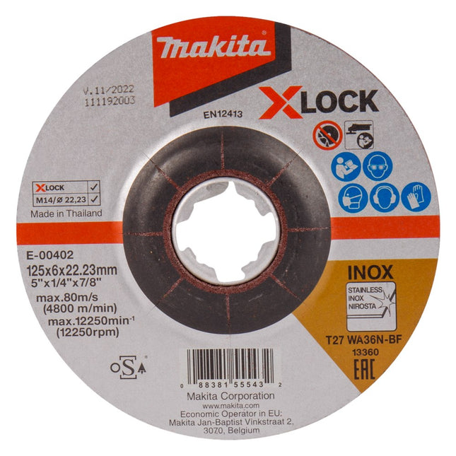 Makita Afbraamschijf X-LOCK 125X6,0X22,23mm RVS – E-00402