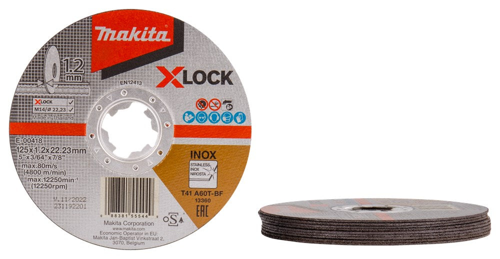 Makita Doorslijpschijf X-LOCK 125X1,2X22,23mm RVS – E-00418