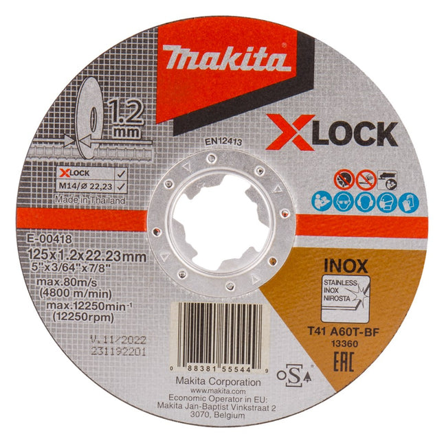 Makita Doorslijpschijf X-LOCK 125X1,2X22,23mm RVS – E-00418
