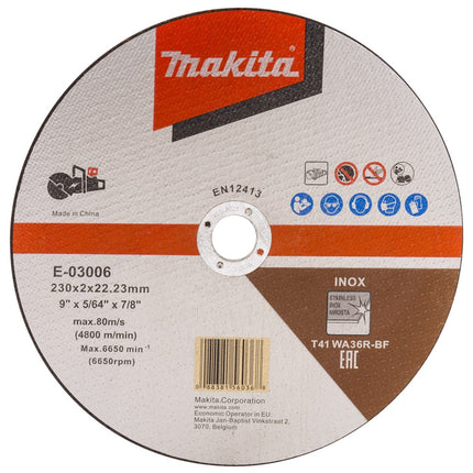 Makita Doorslijpschijf 230X22,23X2,0mm RVS 25st 230X2,0mm 25ST. – E-03006-25