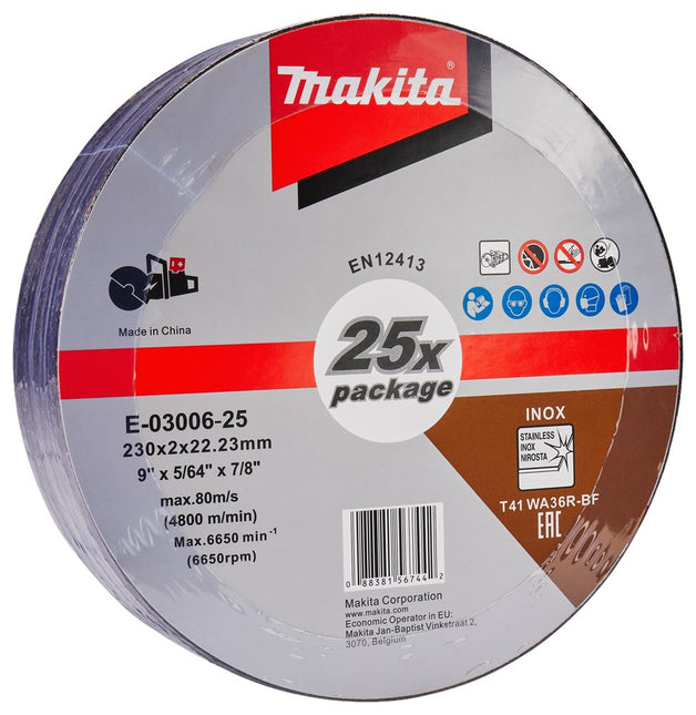 Makita Doorslijpschijf 230X22,23X2,0mm RVS 25st 230X2,0mm 25ST. – E-03006-25