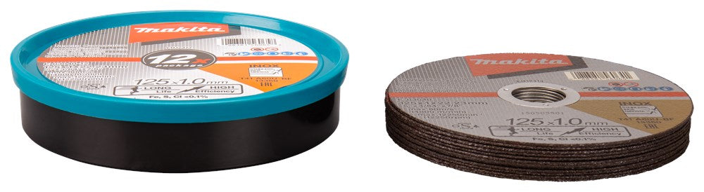 Makita Doorslijpschijf 125X22,23X1,0mm RVS Doorslijps. 125X1.0mm 12st – E-03040-12