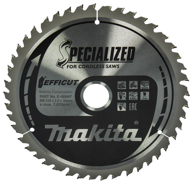 Makita Afkortzaagblad Hout Zaagblad Efficut 216X30X2 45T 10G – E-06987