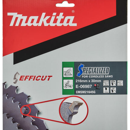 Makita Afkortzaagblad Hout Zaagblad Efficut 216X30X2 45T 10G – E-06987