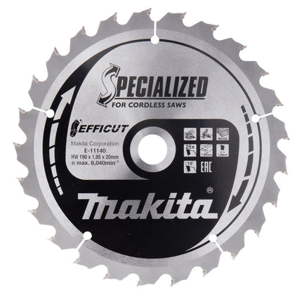Makita HM ZAAG FF 190X20X1,85 25T Afkortzaagblad Hout Efficut 10G – E-11140