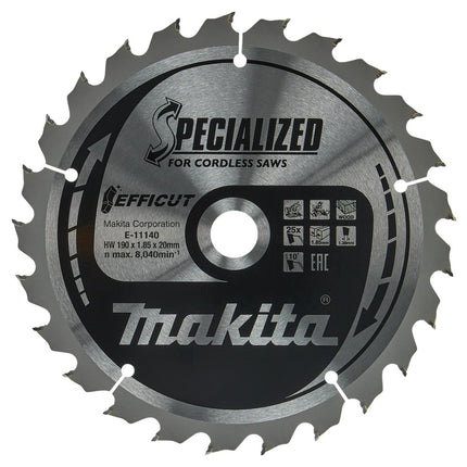 Makita HM ZAAG FF 190X20X1,85 25T Afkortzaagblad Hout Efficut 10G – E-11140