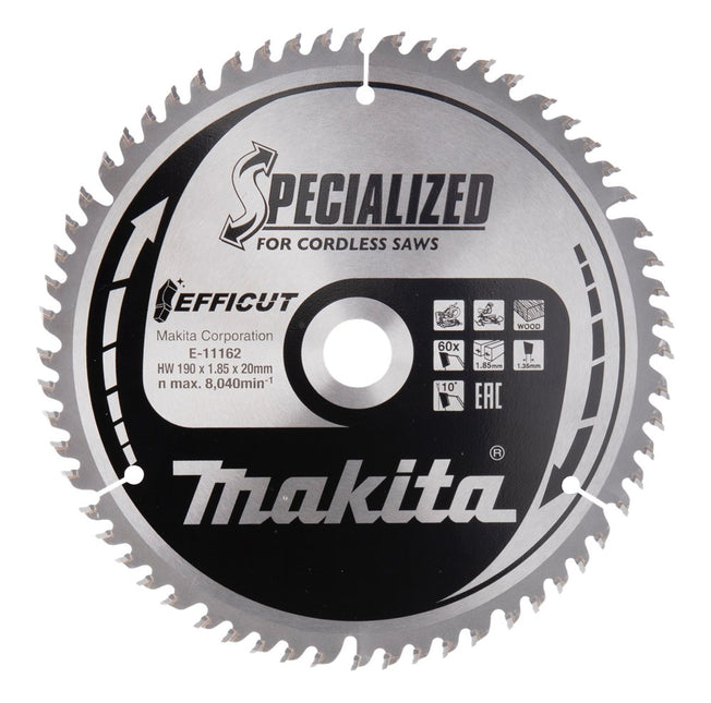 Makita HM ZAAG FF 190X20X1,85 60T Afkortzaagblad Hout Efficut 10G – E-11162