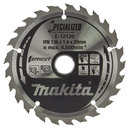 Makita Cirkelzaagblad Hout Efficut Zaagblad 136X20X1,4 25T – E-12120