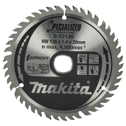 Makita Cirkelzaagblad Hout Efficut Zaagblad 136X20X1,4 45T – E-12136