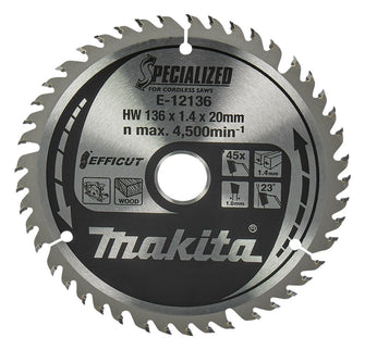 Makita Cirkelzaagblad Hout Efficut Zaagblad 136X20X1,4 45T – E-12136
