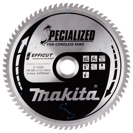 Makita Afkortzaagblad WPC HM Zaagblad Effi Compo 260X30X75T – E-12201