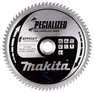 Makita Afkortzaagblad WPC HM Zaagblad Effi Compo 260X30X75T – E-12201