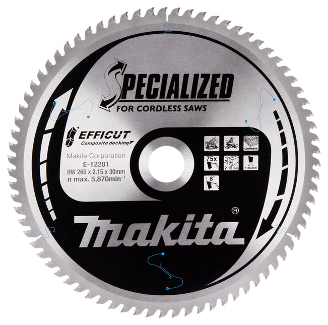 Makita Afkortzaagblad WPC HM Zaagblad Effi Compo 260X30X75T – E-12201
