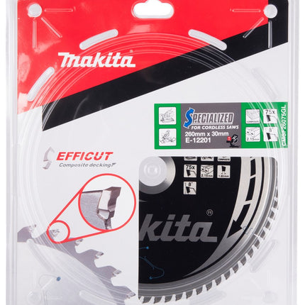 Makita Afkortzaagblad WPC HM Zaagblad Effi Compo 260X30X75T – E-12201